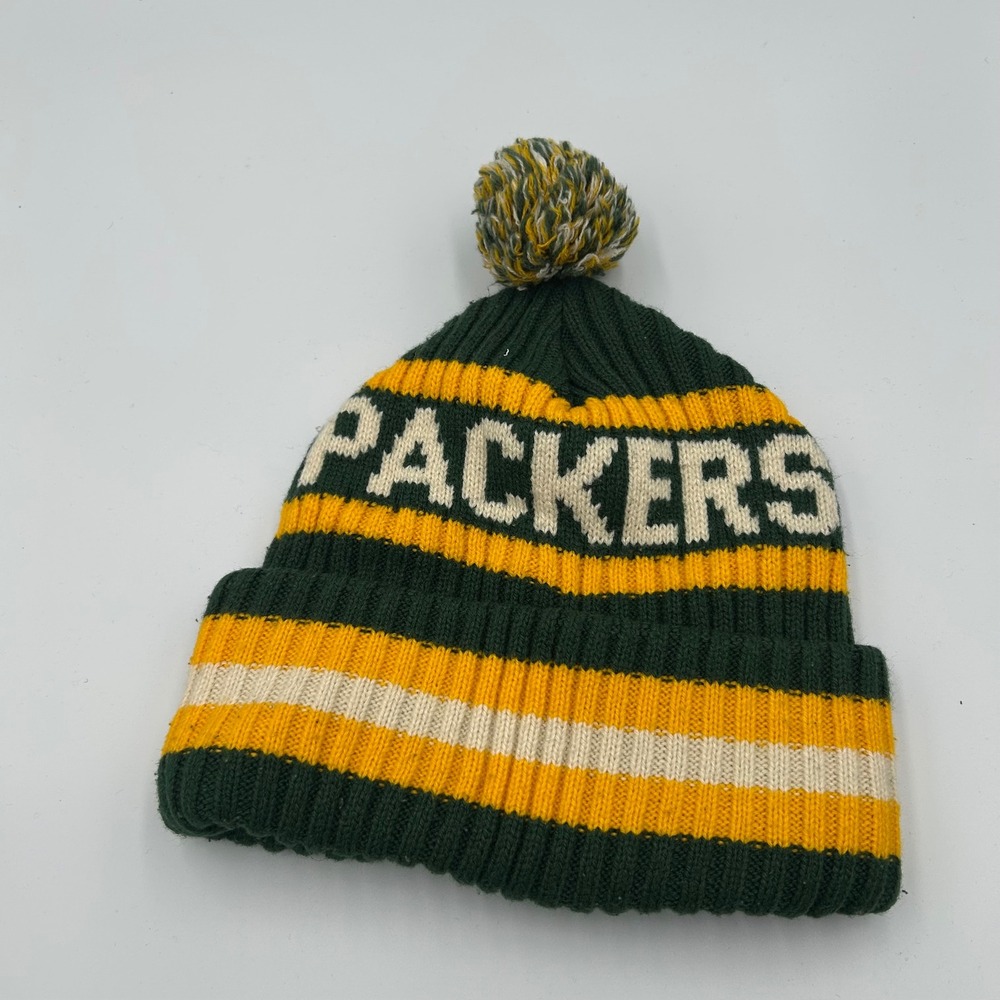 '47 Brand Beanie Hat Unisex OSFA Green NFL Green Bay Packers Cuffed Pom Fleece - Picture 2 of 4